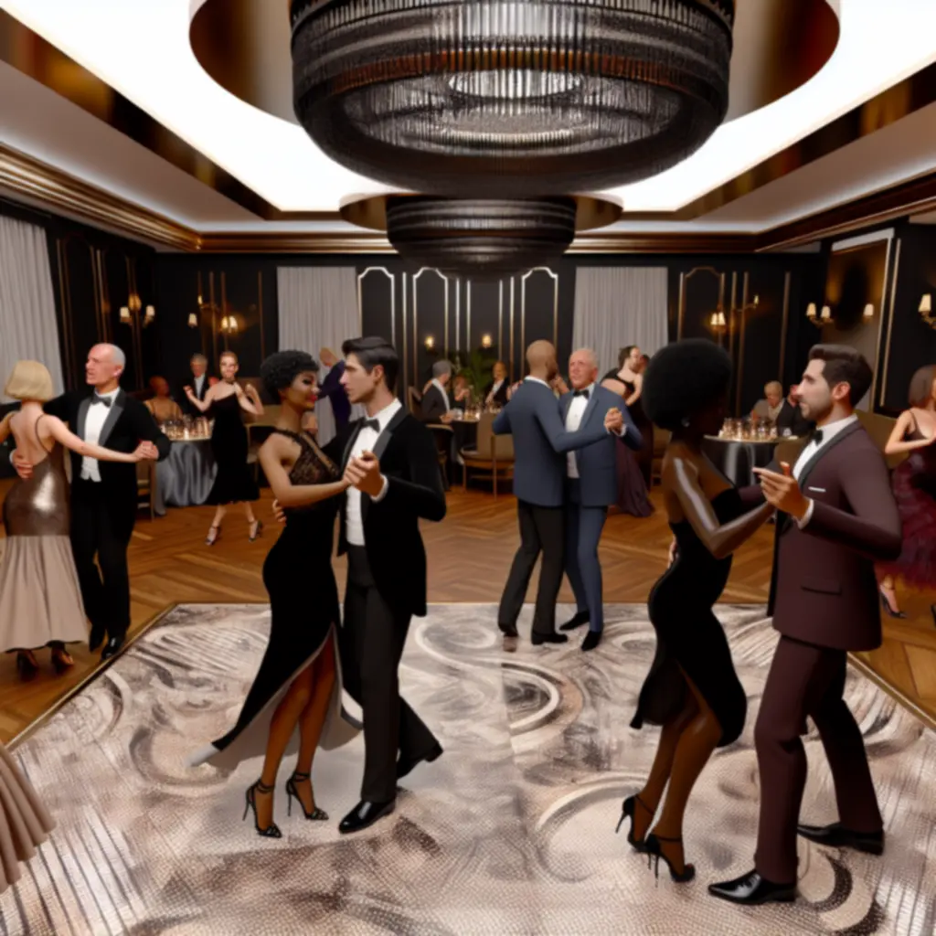 Para tańcząca w eleganckim wnętrzu Glamour Dine House